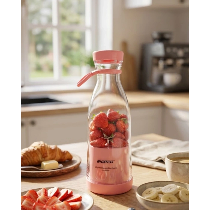 Kablosuz Taşınabilir Blender Smoothie Milkshake Hazırlama Tek Tuş Kullanım