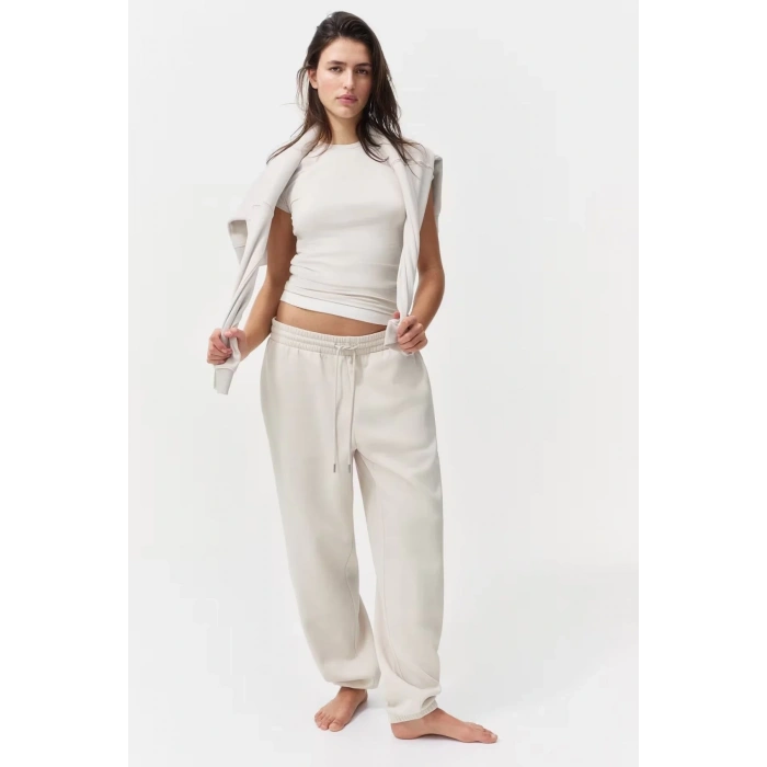 Kadın Bisiklet Yaka Regular Kalıp T-shirt Antrasit