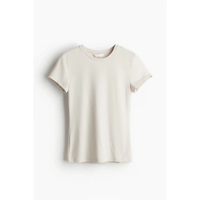 Kadın Bisiklet Yaka Regular Kalıp T-shirt Antrasit