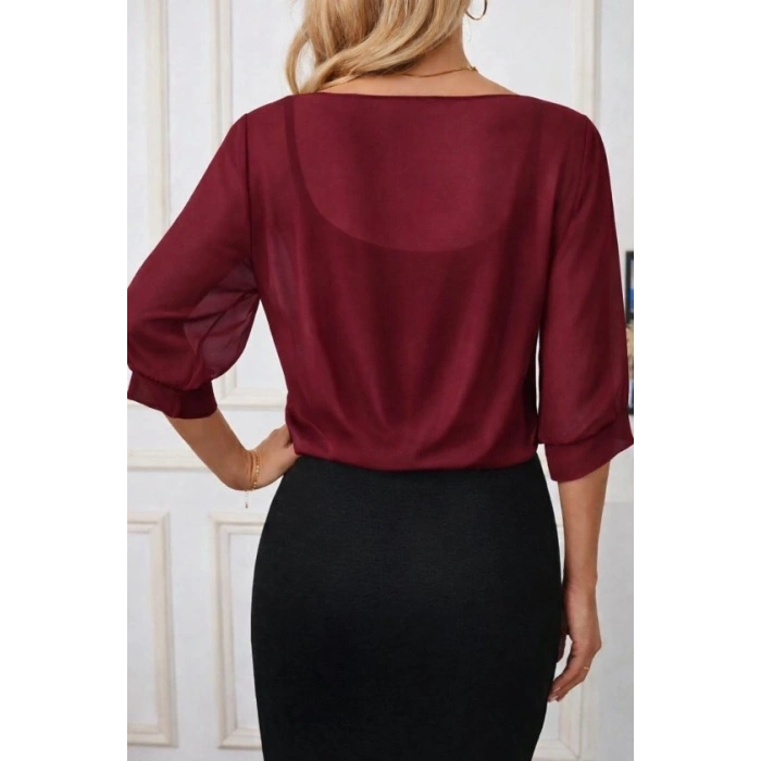 Kadın Fakir Kollu önden Bağlamalı Kısa şifon Bolero Ceket