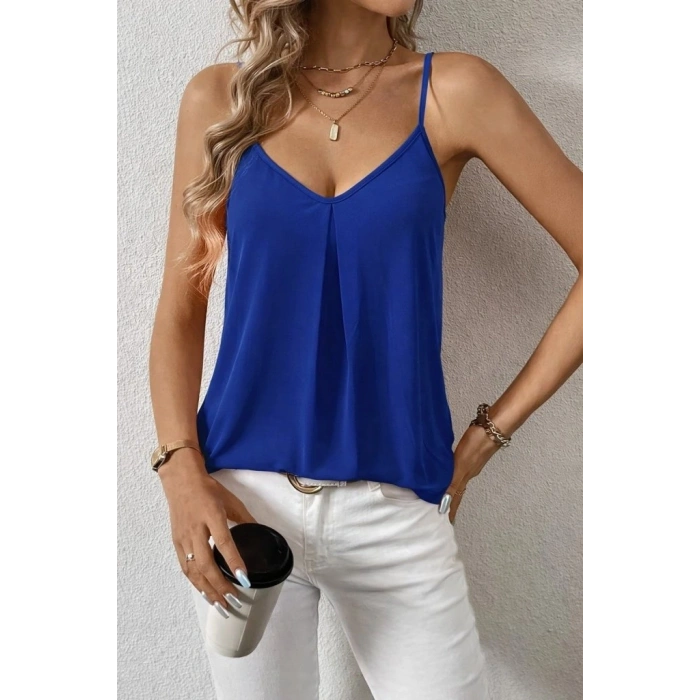 Kadın Ip Askılı V Yakalı Sandy Bluz