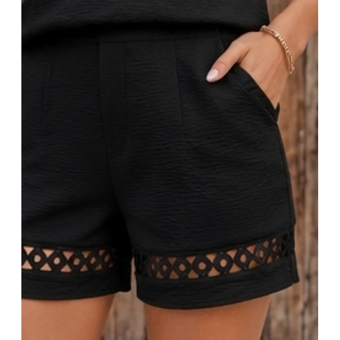 Kadın Kısa Kollu V Yakalı Bluz Ve Short Ikili Takım