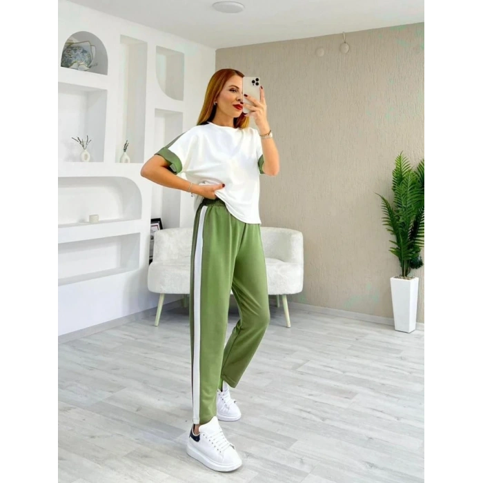 Kadın Modal Dokulu Kumaş Yanı şeritli Takım