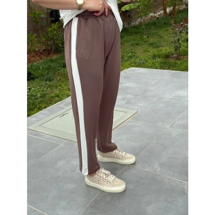 Kadın Modal Dokulu Kumaş Yanı şeritli Takım