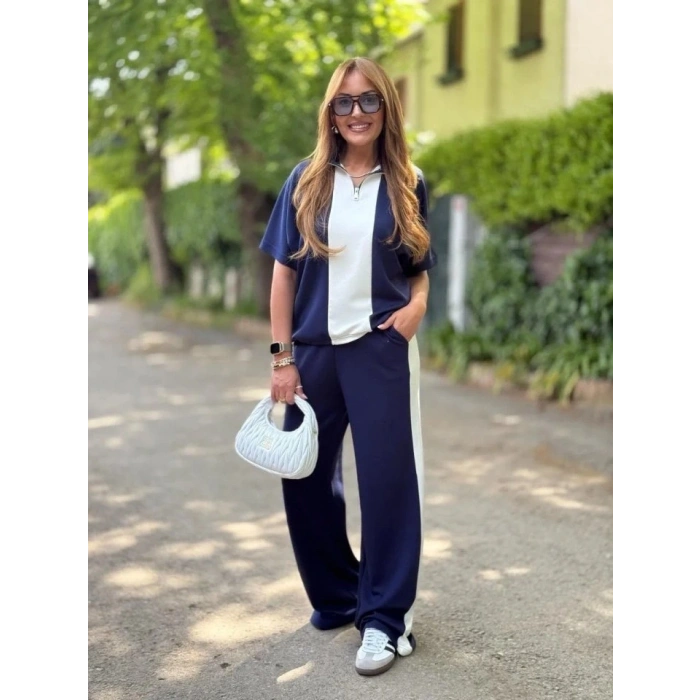 Kadın Modal Kumaş Yakası Fermuarlı şerit Detaylı Takım