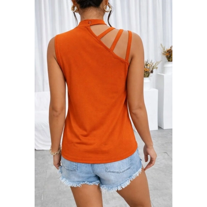 Kadın Omuzdan şerit Detaylı Yarı Balıkçı Yaka Viskon Bluz