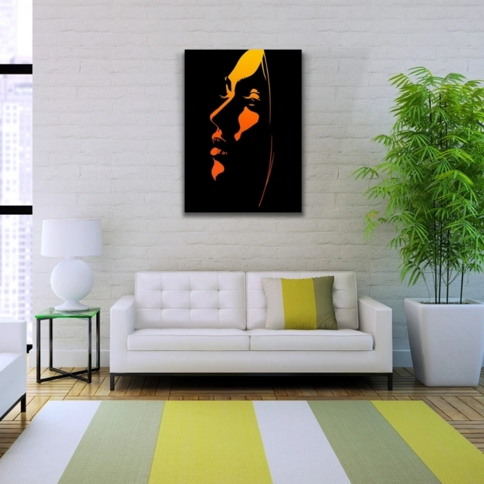 Kadın Silueti, Siyah Turuncu Tonlarda, Kanvas Tablo 50 x 70
