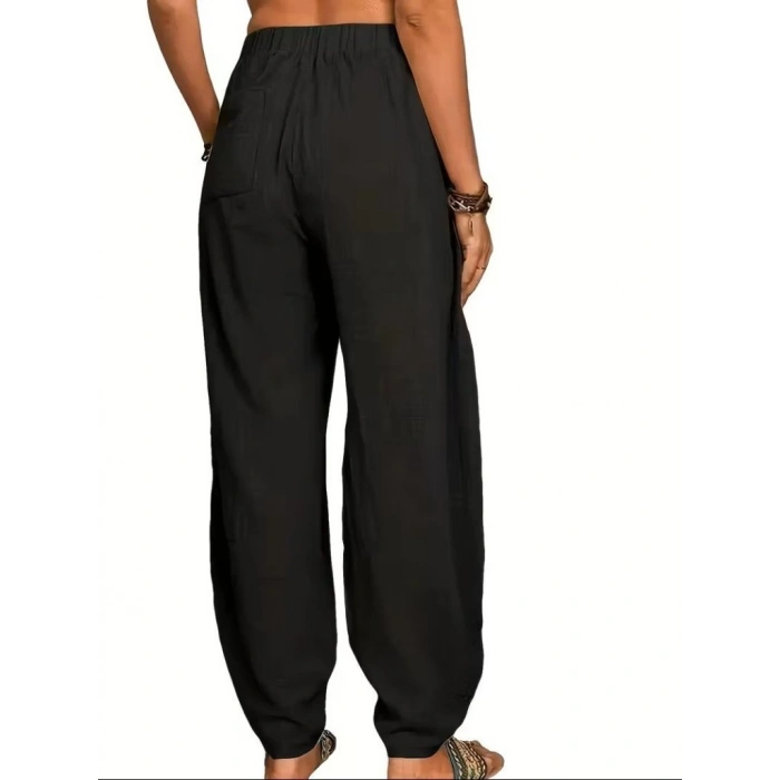 Kadın Yüksek Bel Cep Detaylı Pantolon