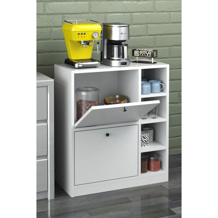 Kahve Köşesi Mutfak Rafı Çok Amaçlı Dolap Mutfak Stand Mutfak Bango Beyaz