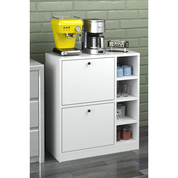 Kahve Köşesi Mutfak Rafı Çok Amaçlı Dolap Mutfak Stand Mutfak Bango Beyaz