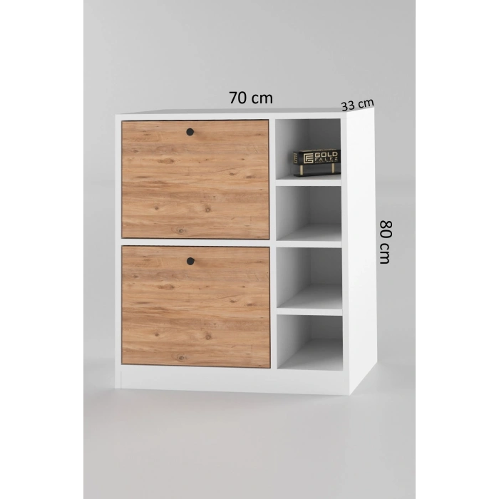 Kahve Köşesi Mutfak Rafı Çok Amaçlı Dolap Mutfak Stand Mutfak Bango Beyaz Ceviz