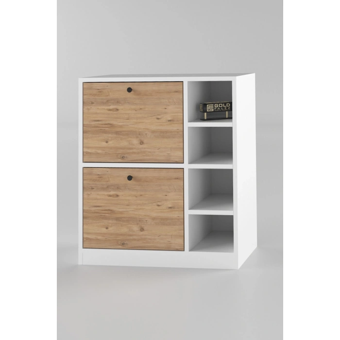 Kahve Köşesi Mutfak Rafı Çok Amaçlı Dolap Mutfak Stand Mutfak Bango Beyaz Ceviz