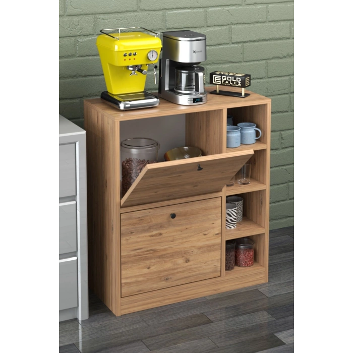 Kahve Köşesi Mutfak Rafı Çok Amaçlı Dolap Mutfak Stand Mutfak Bango Ceviz