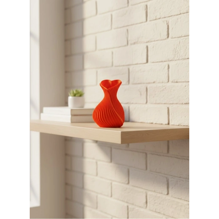 Kalpli Turuncu Dekoratif Vazo 11 cm Modern Şık Masaüstü Aksesuar