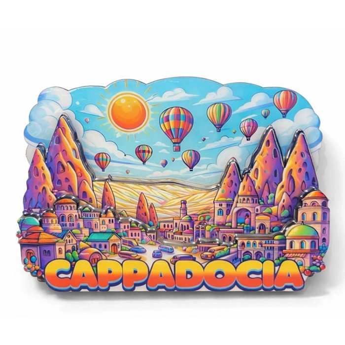 Kapadokya Temalı Ahşap Buzdolabı Magneti Model 4