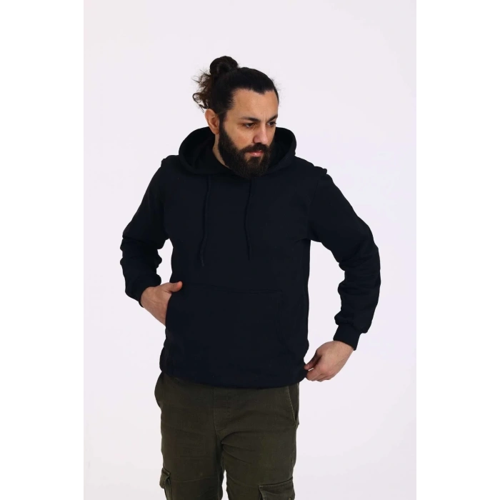 Kapüşonlu İçi Polarlı Regular Kalıp Erkek Sweatshirt Kırmızı