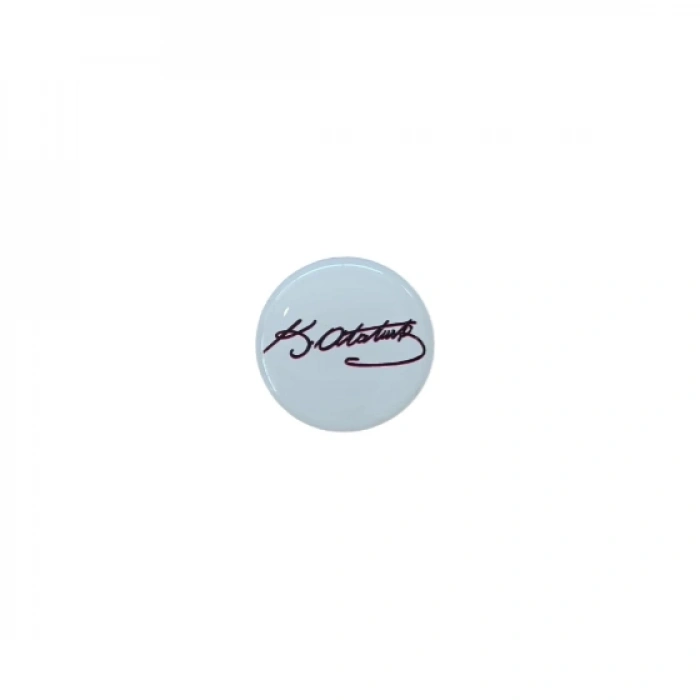 K.Atatürk İmzalı Yuvarlak Etiket Damla Sticker Siyah 3cm