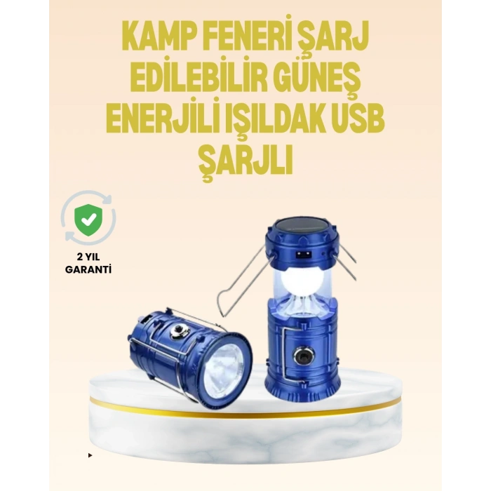 Katlanabilir USB Çıkışlı Kamp Feneri – Şarj Edilebilir, Dayanıklı ve Çok Fonksiyonlu