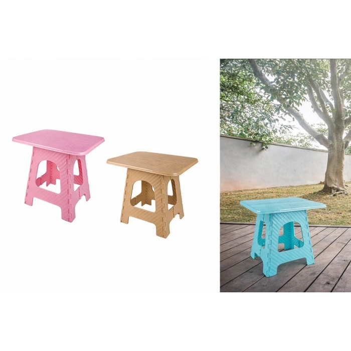 Katlanır Rattan Sehpa Dayanıklı Plastik Balkon Bahçe Kamp Sehpası