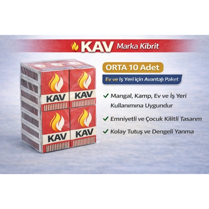 KAV Marka Kibrit Emniyetli Çocuk Kilitli 10 Adet