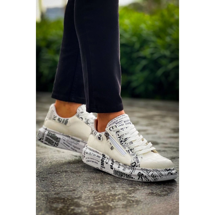 KB-02  Kuback Bağcıklı Crocodile Beyaz Gazete Günlük Erkek Ayakkabı