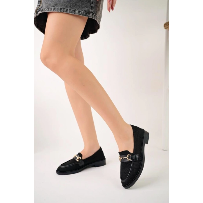 KB-021 Kuback Siyah Triko Siyah Taban G Toka  Günlük Kadın Ayakkabı