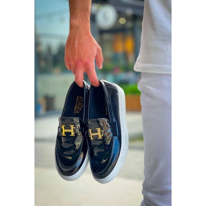 KB-027  Kuback Bağcıksız Siyah Rugan H Günlük Erkek Ayakkabı