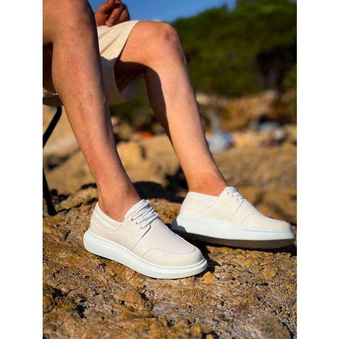 KB-042  Kuback Bağcıklı Beyaz Günlük Erkek Ayakkabı