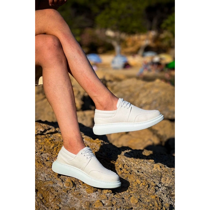 KB-042  Kuback Bağcıklı Beyaz Günlük Erkek Ayakkabı