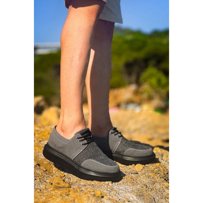 KB-042  Kuback Bağcıklı Gri Siyah Taban Günlük Erkek Ayakkabı