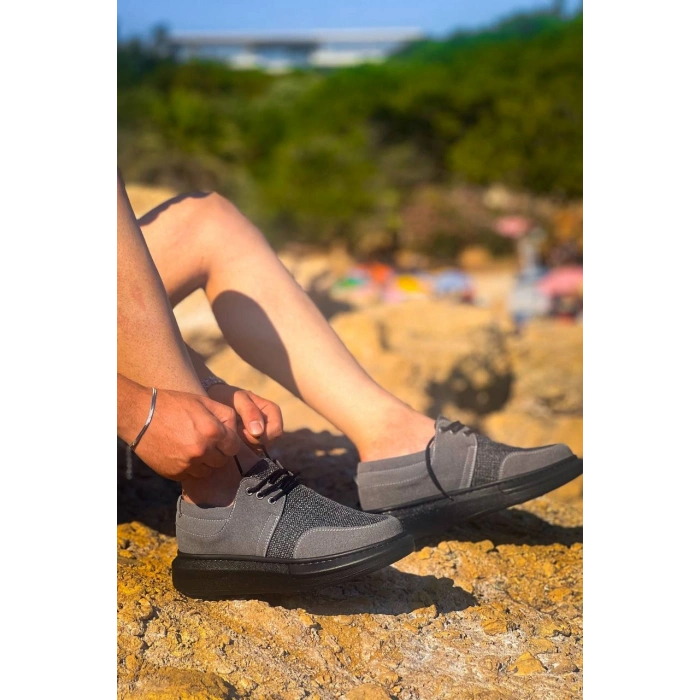 KB-042  Kuback Bağcıklı Gri Siyah Taban Günlük Erkek Ayakkabı