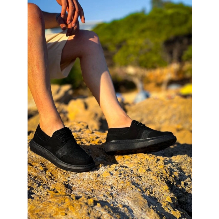 KB-042  Kuback Bağcıklı  Siyah Deri Tozu Siyah Taban Günlük Erkek Ayakkabı