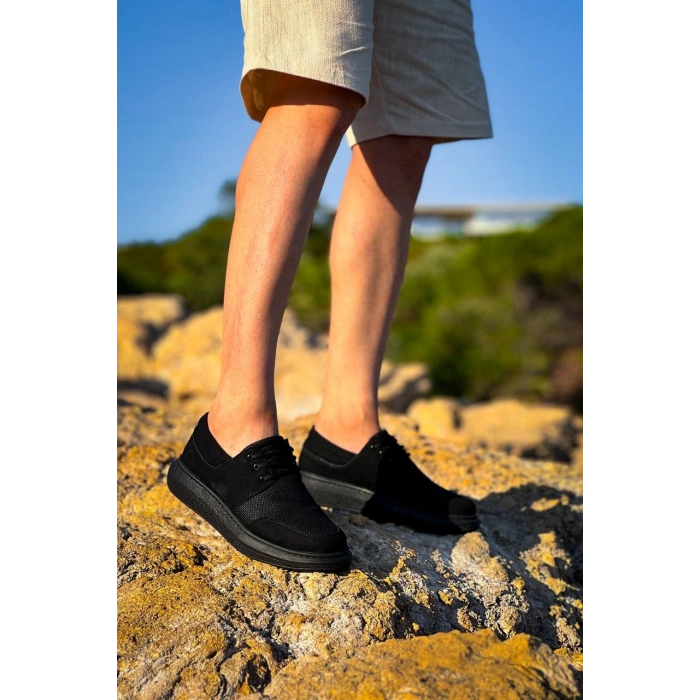 KB-042  Kuback Bağcıklı  Siyah Deri Tozu Siyah Taban Günlük Erkek Ayakkabı