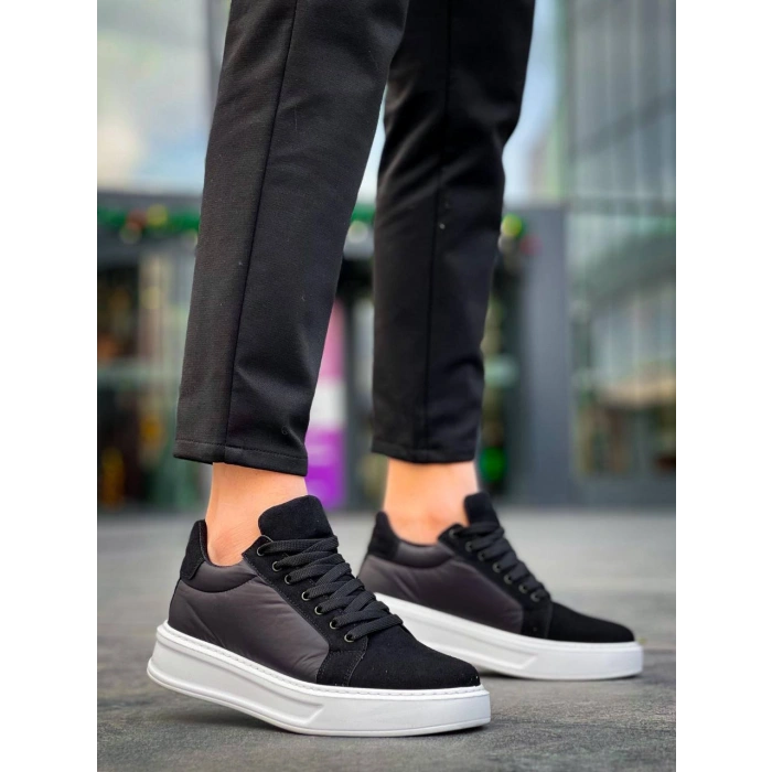 KB-046 Kuback Siyah Paraşüt Beyaz Yüksek Taban Günlük Spor Ayakkabı