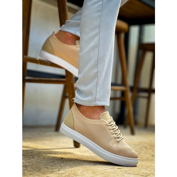KB-101 Kuback Bej Triko Bağcıklı Günlük Erkek Ayakkabı