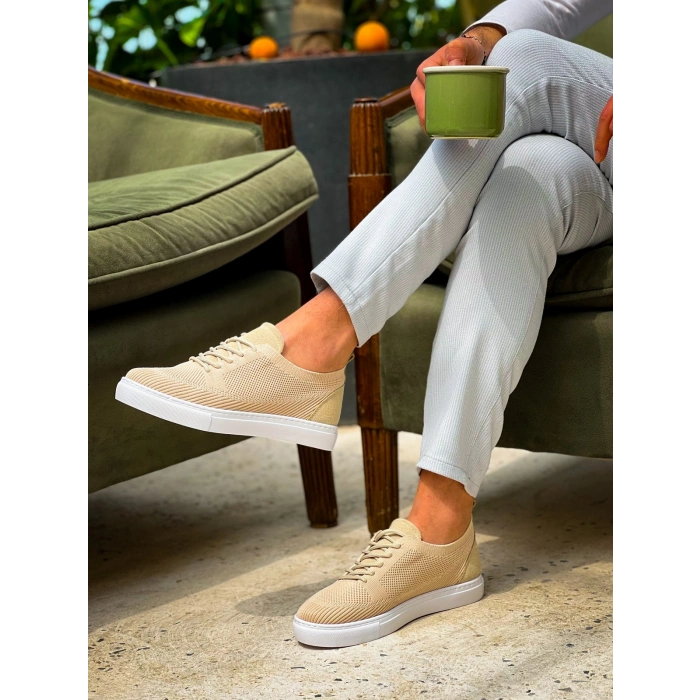 KB-101 Kuback Bej Triko Bağcıklı Günlük Erkek Ayakkabı