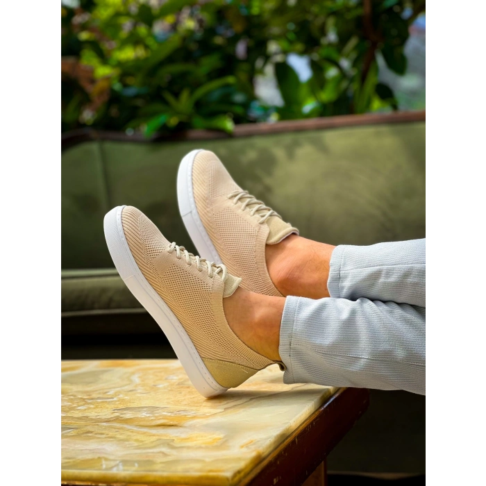 KB-101 Kuback Bej Triko Bağcıklı Günlük Erkek Ayakkabı