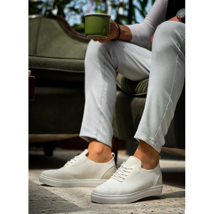 KB-101 Kuback Beyaz Triko Bağcıklı Günlük Erkek Ayakkabı