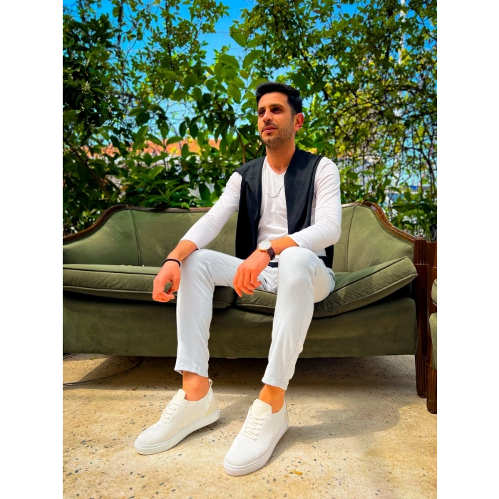 KB-101 Kuback Beyaz Triko Bağcıklı Günlük Erkek Ayakkabı