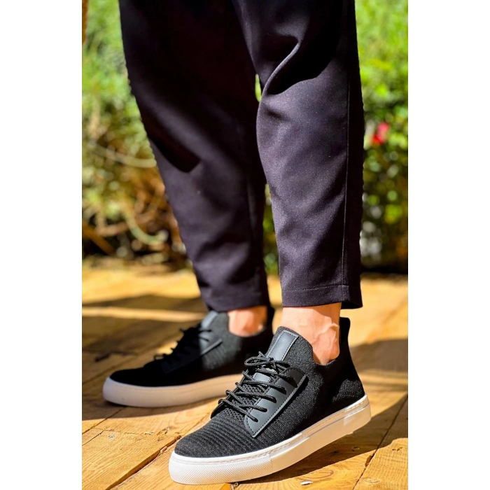 KB-110  Kuback BACK Siyah Triko Yüksek Taban Bağcıklı Günlük Erkek Ayakkabı