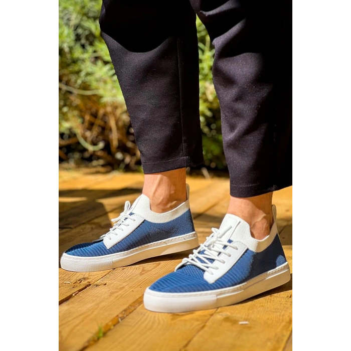 KB-110  Kuback Mavi Triko Yüksek Taban Bağcıklı Günlük Erkek Ayakkabı