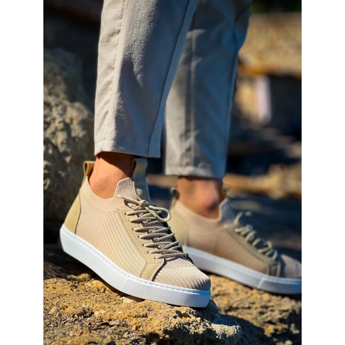 KB-112   Kuback Bej Triko Bağcıklı  Günlük Erkek  Ayakkabı