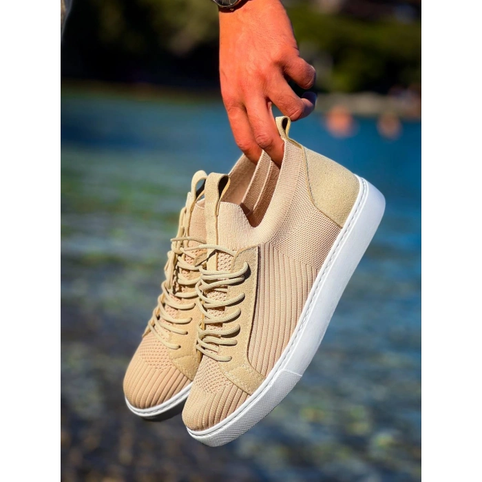 KB-112   Kuback Bej Triko Bağcıklı  Günlük Erkek  Ayakkabı