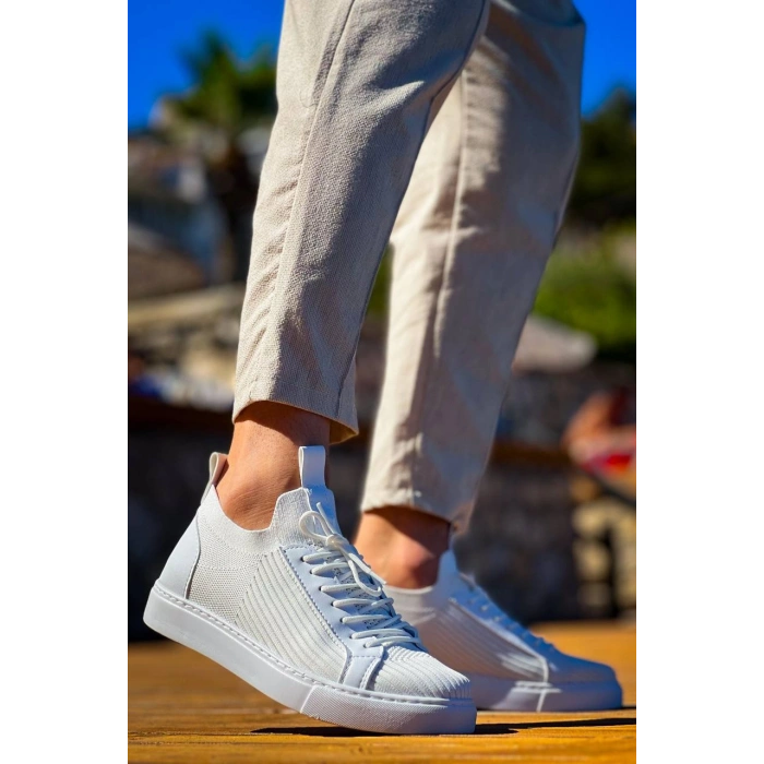 KB-112   Kuback Beyaz Triko Bağcıklı  Günlük Erkek  Ayakkabı