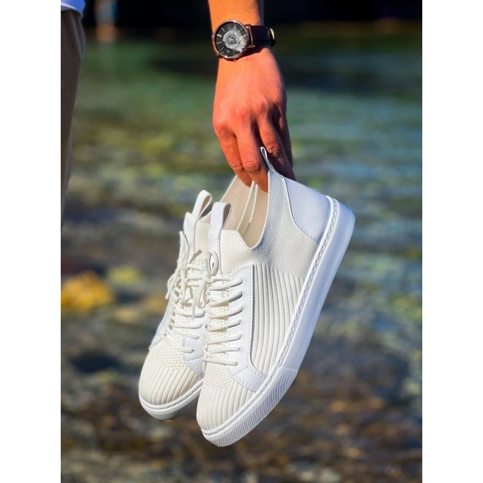 KB-112   Kuback Beyaz Triko Bağcıklı  Günlük Erkek  Ayakkabı