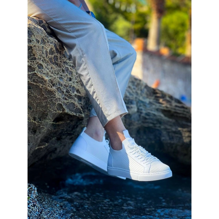 KB-112   Kuback Beyaz Triko Bağcıklı  Günlük Erkek  Ayakkabı