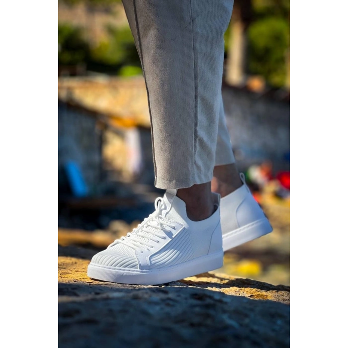 KB-112   Kuback Beyaz Triko Bağcıklı  Günlük Erkek  Ayakkabı