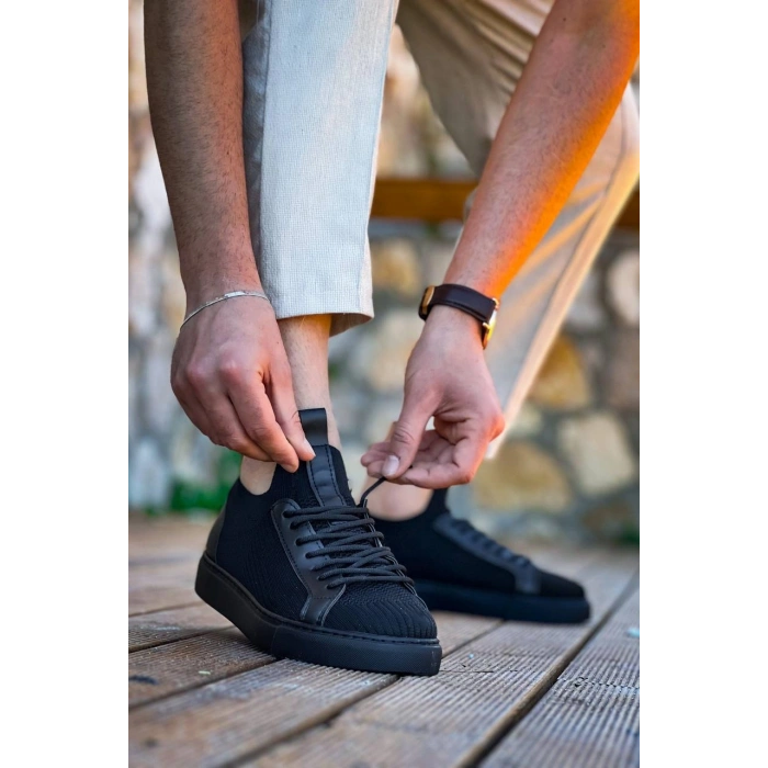 KB-112  Kuback Siyah Siyah TabanTriko Bağcıklı  Günlük Erkek  Ayakkabı