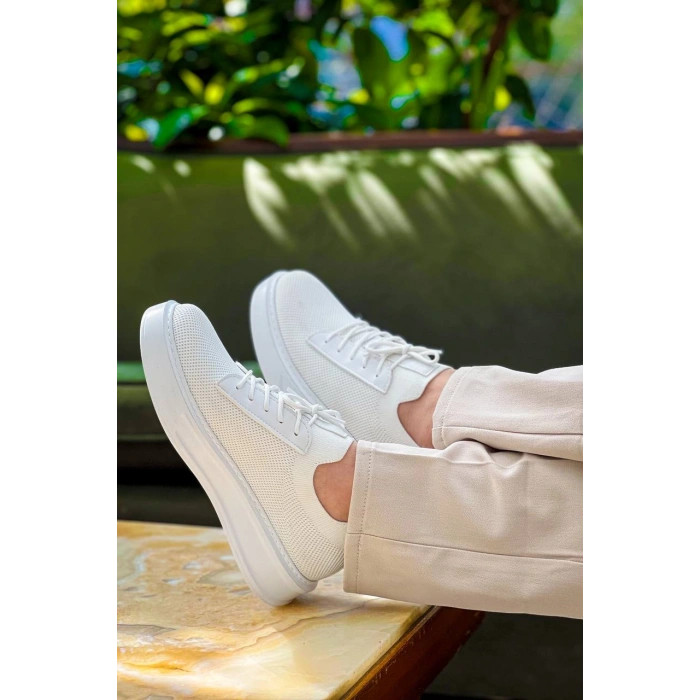 KB-116 Kuback Beyaz Bağcıklı Triko Günlük Erkek Ayakkabı