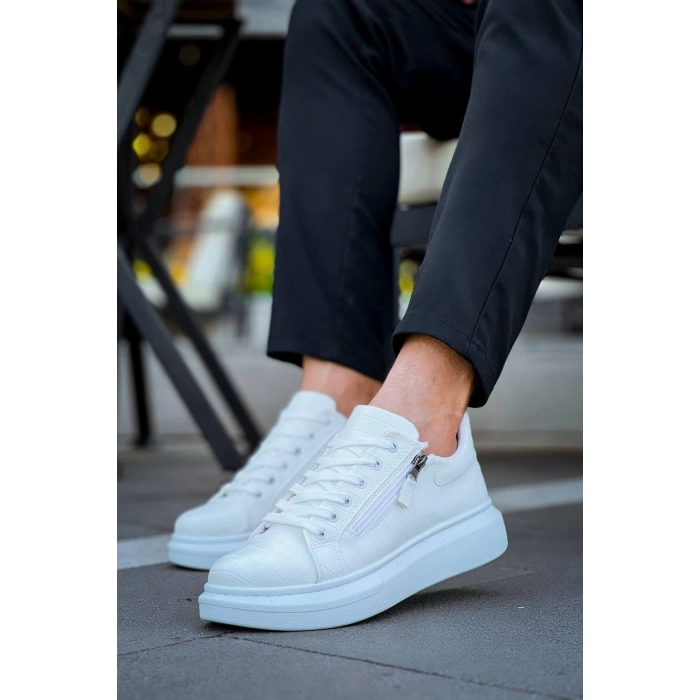 KB-309  Kuback Beyaz Fermuar Ve Bağcıklı  Günlük Erkek  Ayakkabı